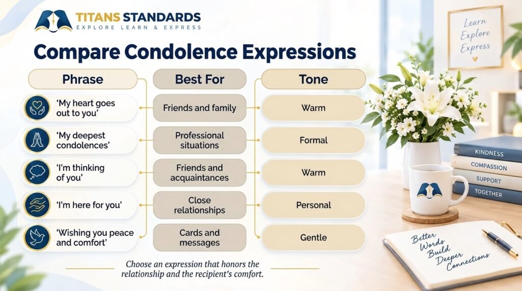 Comparison of condolence phrases by context and tone