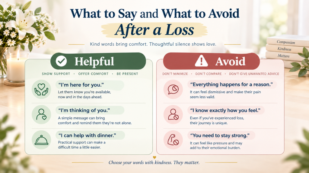 Helpful and unhelpful things to say to someone who is grieving