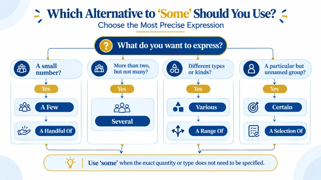 decision tree showing how to choose alternatives to some based on quantity and meaning
