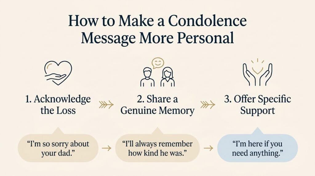 Three-step formula for writing a personal condolence message