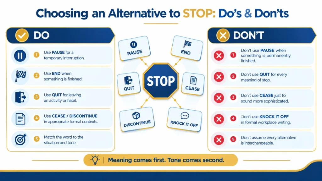 Do’s and don’ts for choosing the right alternative to stop