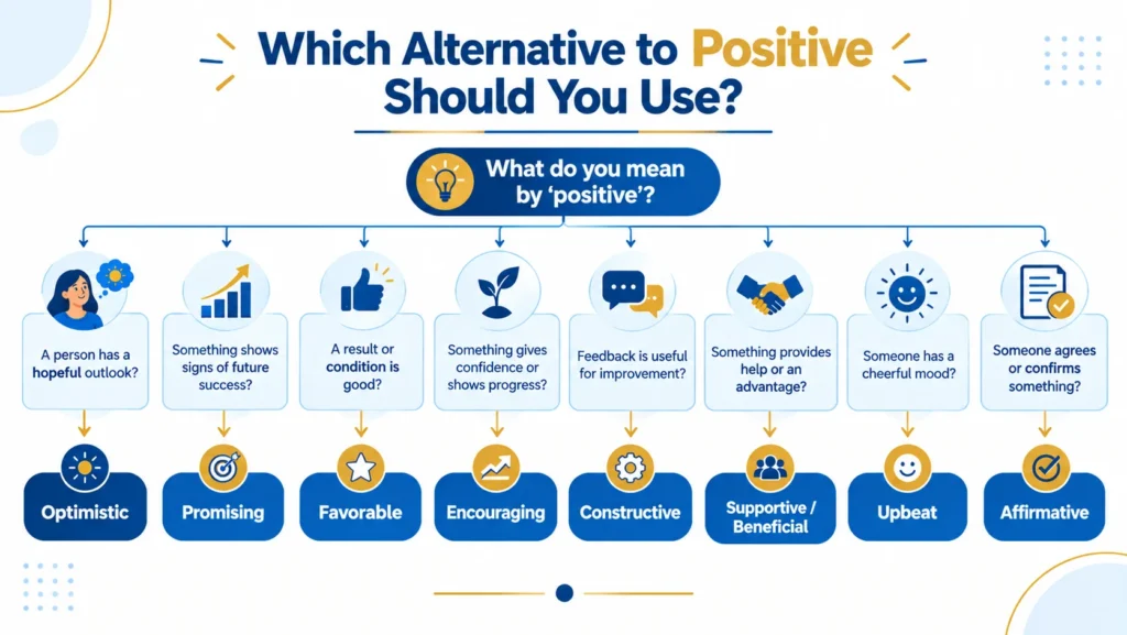 Decision tree showing which alternative to positive to use in different contexts