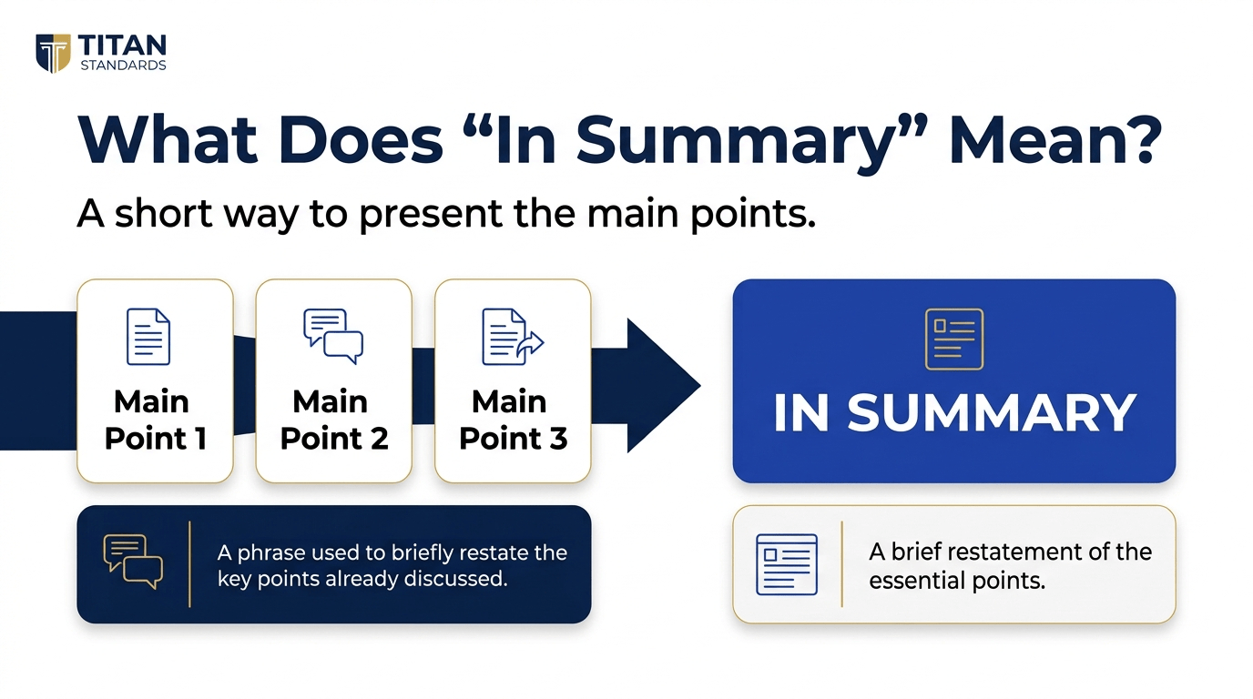 another way to say in summary